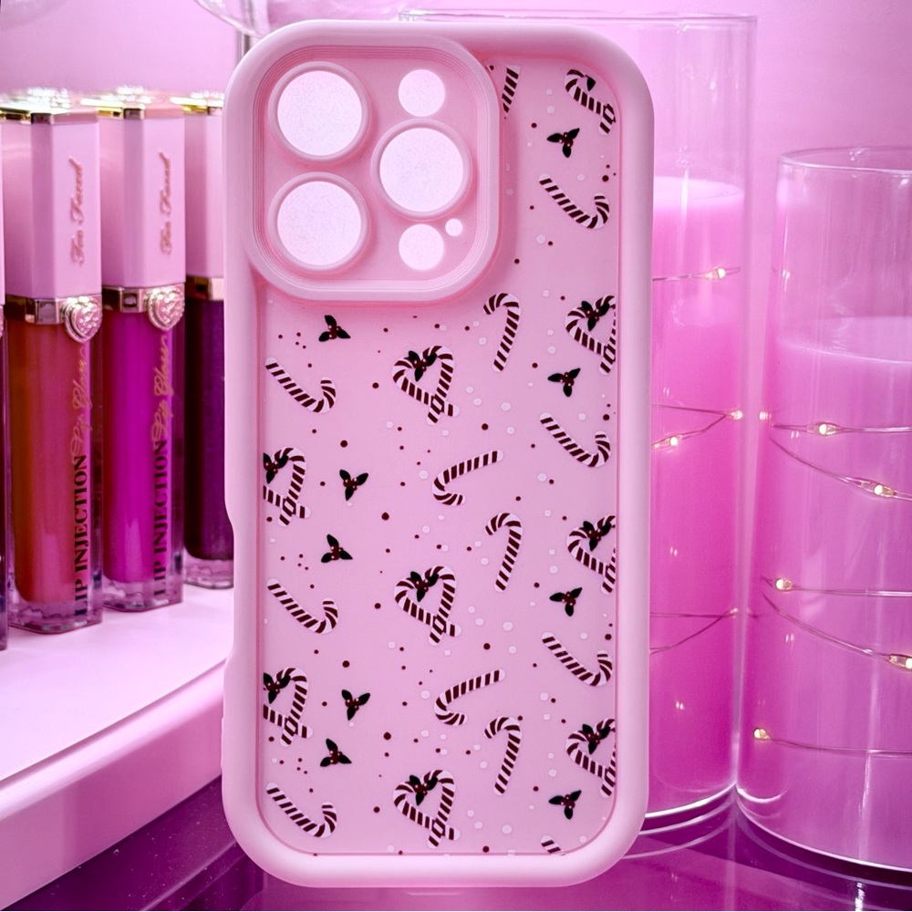 Pink Candy Cane Christmas Phone Case Coquette Holiday Girly Aesthetic iPhone 16